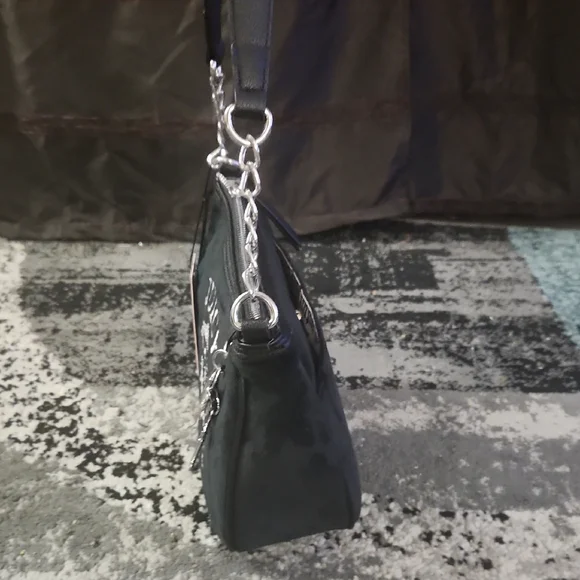 Juicy Couture Black Shoulder Bag with White Logo and Silver Charm - Picture 3 of 5